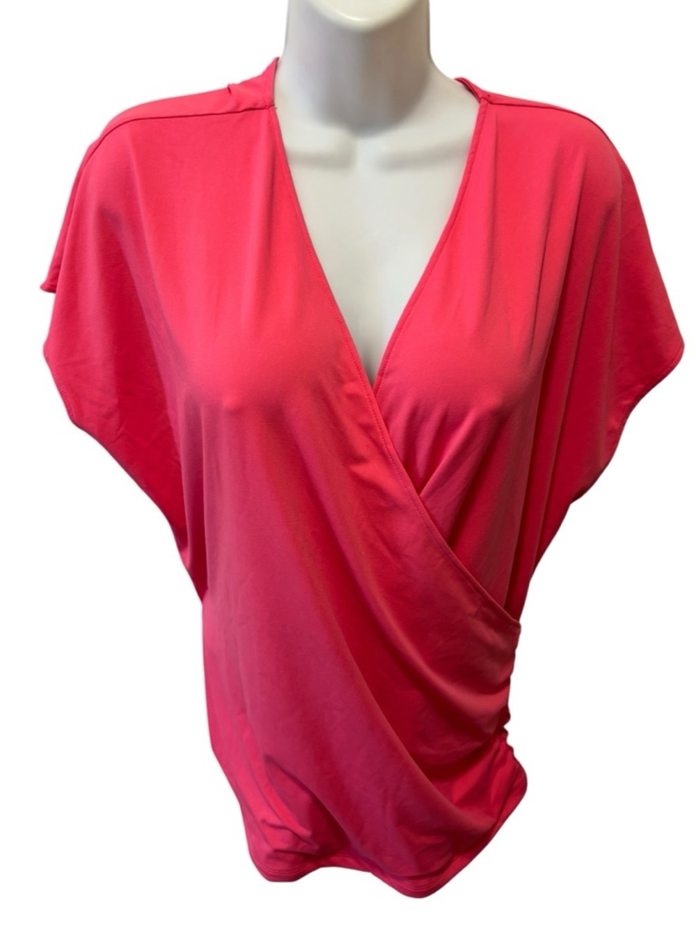 V Neck Cap Sleeve Crossover Ruched Solid Work Blouse Sz XL Camilla Rose  Summer